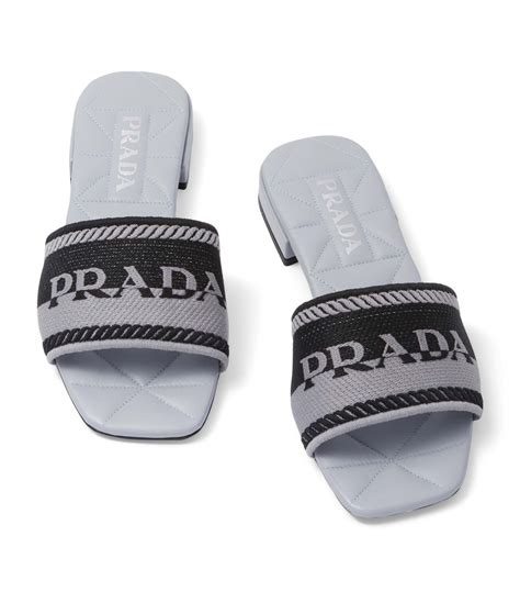 embroidered fabric slides prada|harrods prada slides.